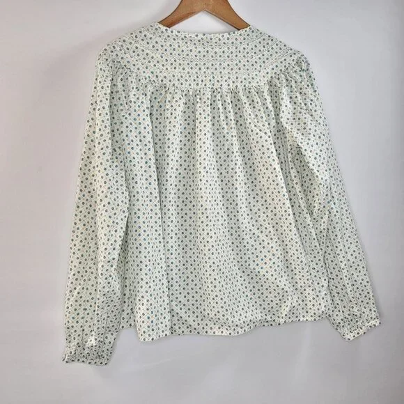 Universal Threads Womens Teal Floral Long Sleeve Tie Front Blouse Size Large - Picture 5 of 14